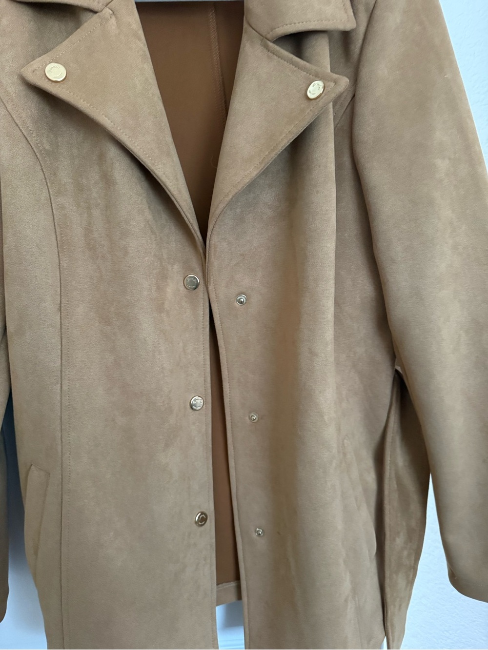 Kenneth Cole New York Camel Suede-Look Trench Coat